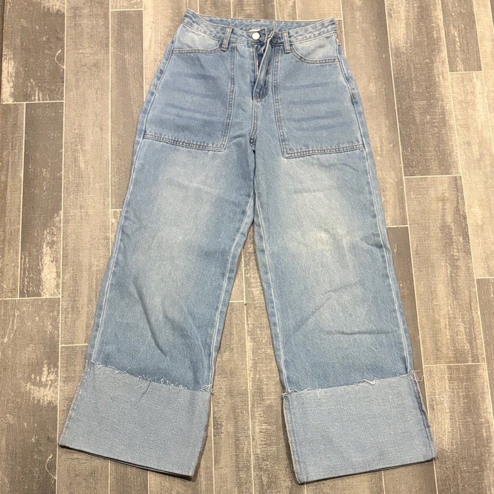 Light Blue High-Waisted Wide Leg Jeans